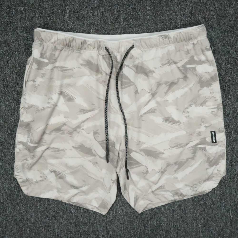 ASRV Shorts Mens Medium Gray Beige Technical Running Camouflage Silver-Lite